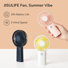 JISULIFE Portable Handheld Mini Fan with 20H Cooling Time, 4000mAh Rechargeable Battery, 3 Speeds - Blue