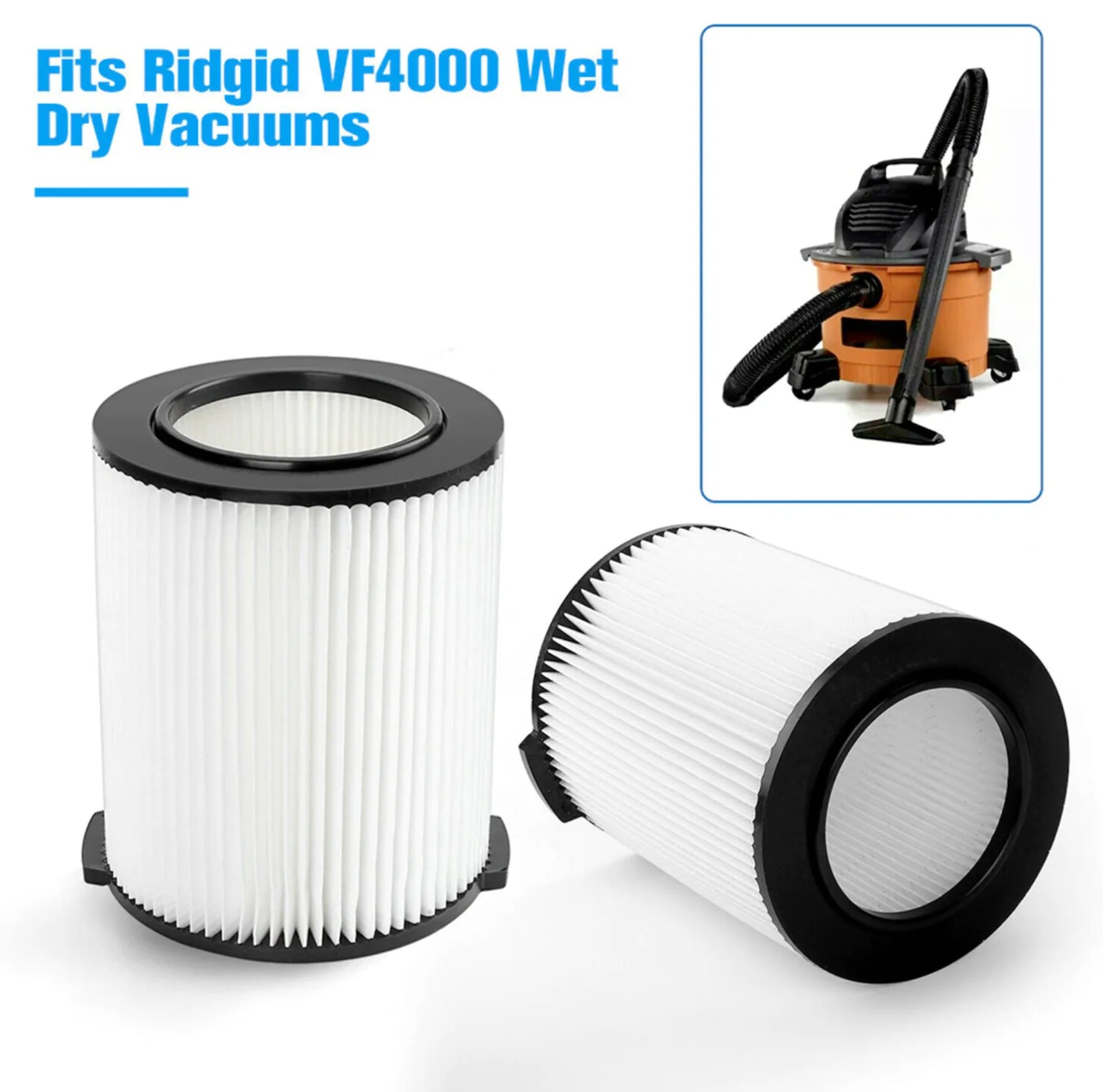 VF4000 Replacement RIDGID Wet/Dry Washable Vacuum Garage Shop Vac Pleated Filter