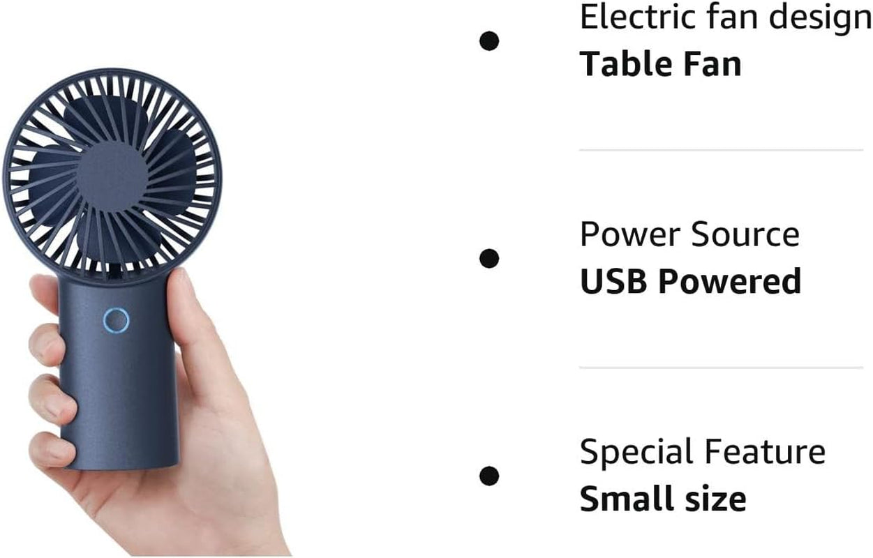 JISULIFE Portable Handheld Mini Fan with 20H Cooling Time, 4000mAh Rechargeable Battery, 3 Speeds - Blue