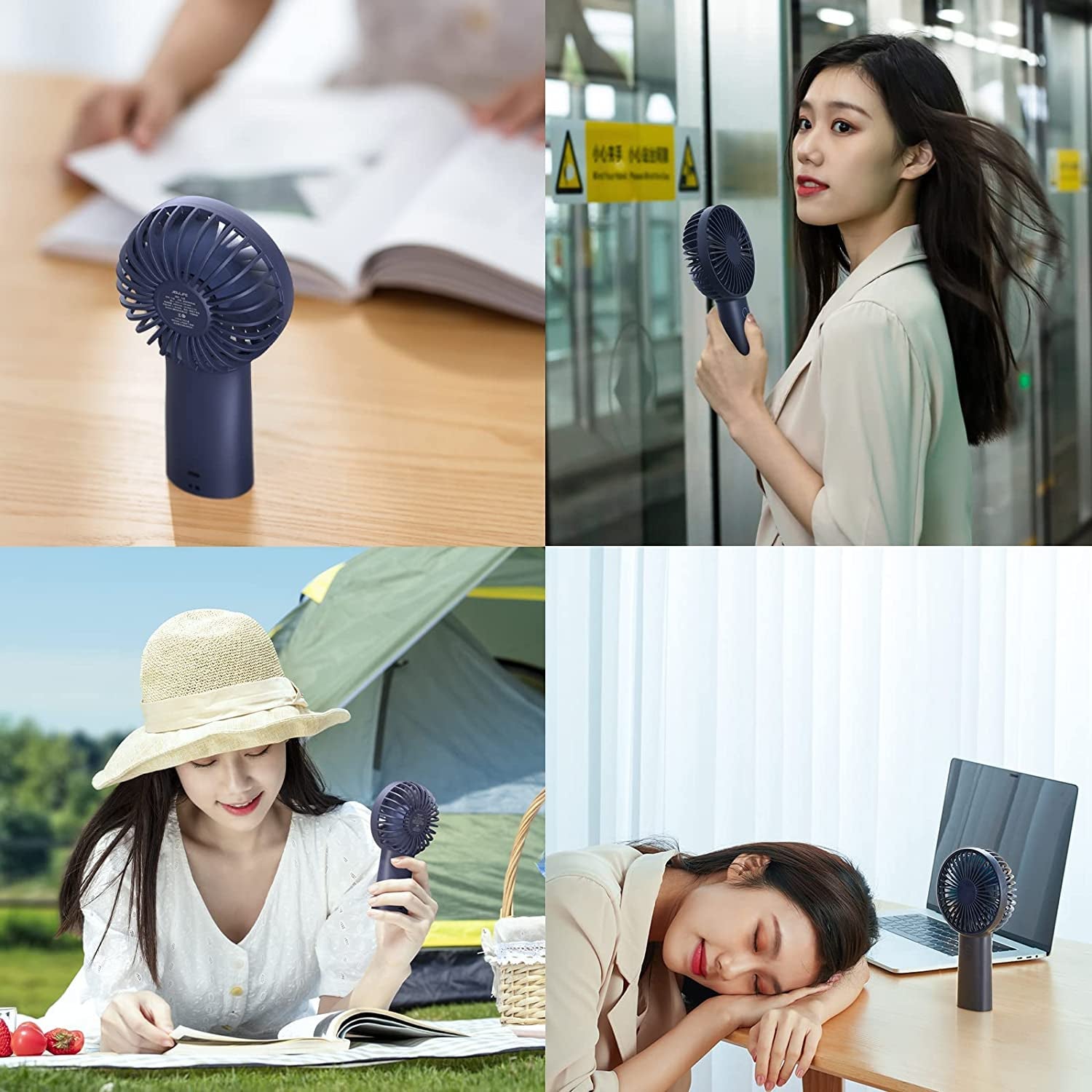 JISULIFE Portable Handheld Mini Fan with 20H Cooling Time, 4000mAh Rechargeable Battery, 3 Speeds - Blue